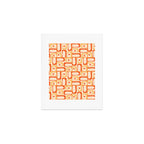 Mid Century Modern Piquet Abstract Multi Tiled Geometric Pattern Orange Tangerine Art Print Gallery Image 1