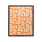 Mid Century Modern Piquet Abstract Multi Tiled Geometric Pattern Orange Tangerine Framed Canvas Print Gallery Image 8