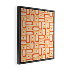 Mid Century Modern Piquet Abstract Multi Tiled Geometric Pattern Orange Tangerine Framed Canvas Print Gallery Image 2