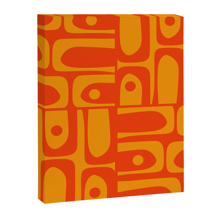 Mid Century Modern Piquet Abstract Orange Yellow Retro Contemporary Pattern Canvas Print Gallery Image 1