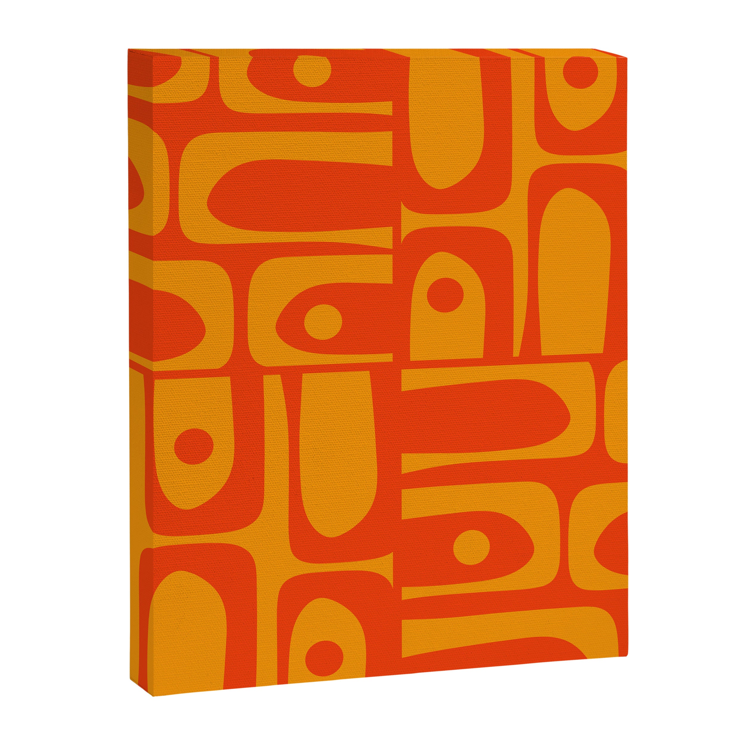 Mid Century Modern Piquet Abstract Orange Yellow Retro Contemporary Pattern Canvas Print Gallery Image 8