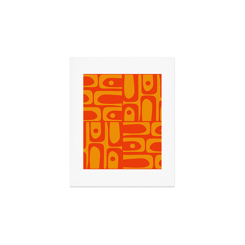 Mid Century Modern Piquet Abstract Orange Yellow Retro Contemporary Pattern Art Print Gallery Image 1