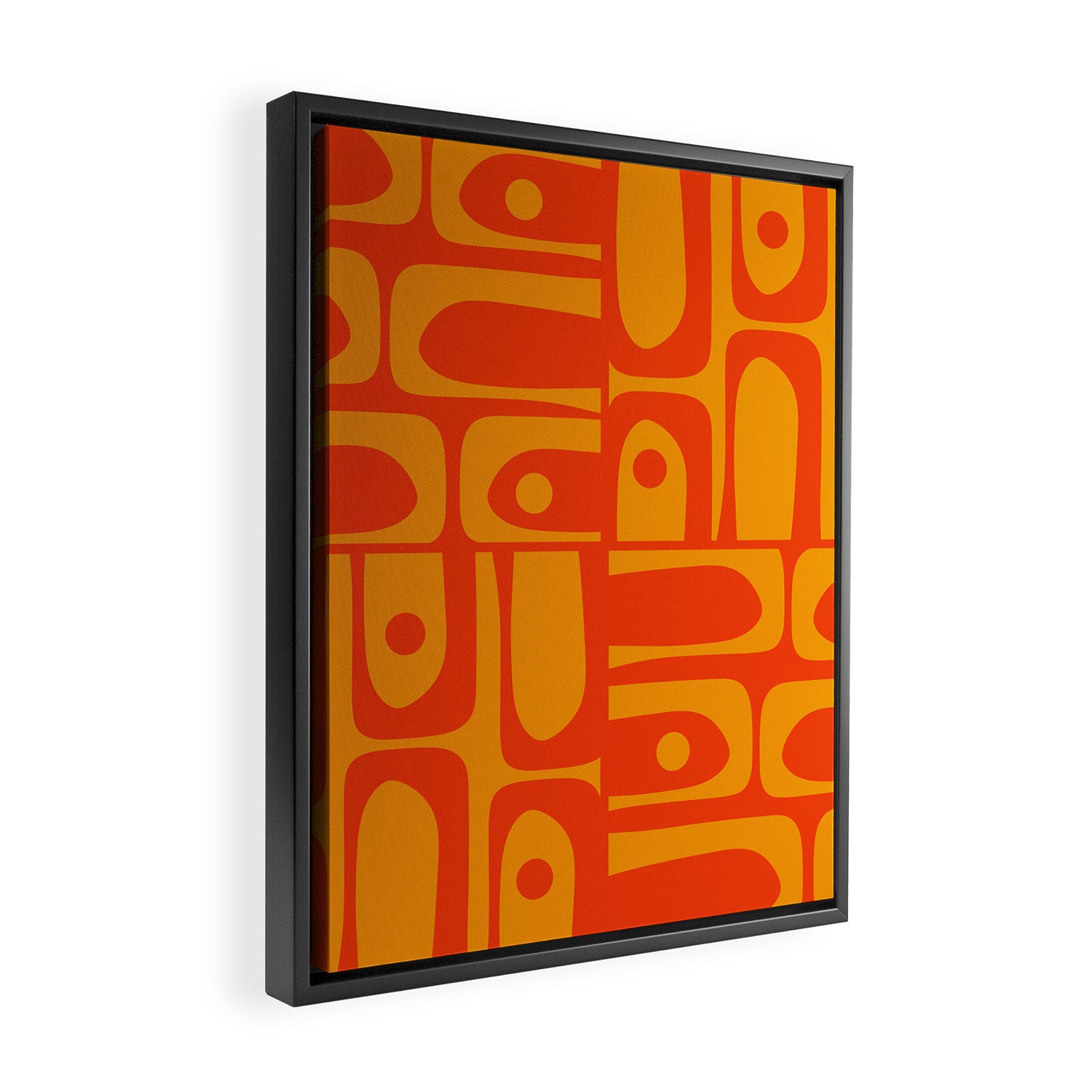 Mid Century Modern Piquet Abstract Orange Yellow Retro Contemporary Pattern Framed Canvas Print Gallery Image 2