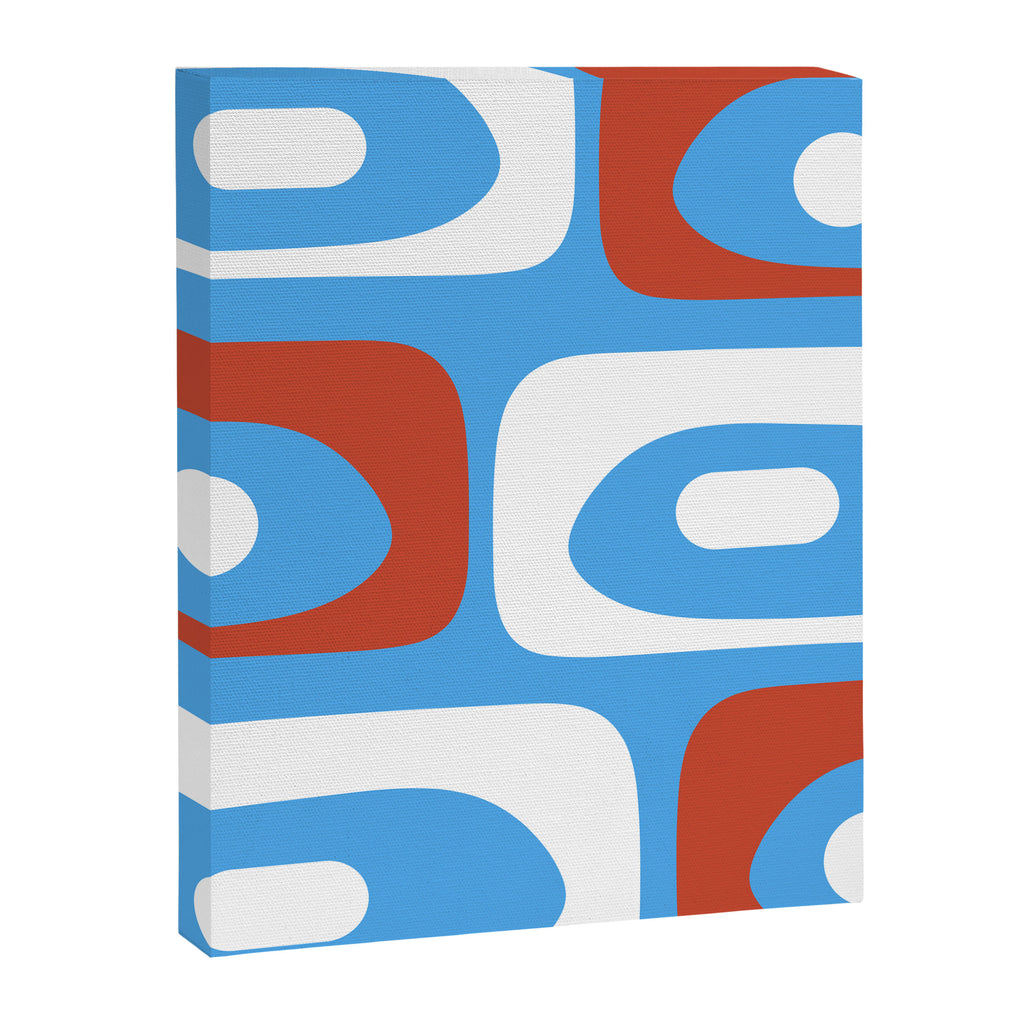 Mid Century Modern Piquet Abstract Pattern Blue Red White Canvas Print Gallery Image 8