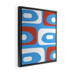 Mid Century Modern Piquet Abstract Pattern Blue Red White Framed Canvas Print Gallery Image 2
