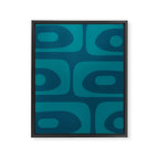 Mid Century Modern Piquet Abstract Pattern Blue Teal Framed Canvas Print Gallery Image 8