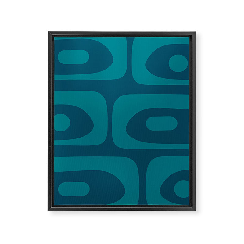Mid Century Modern Piquet Abstract Pattern Blue Teal Framed Canvas Print Gallery Image 8