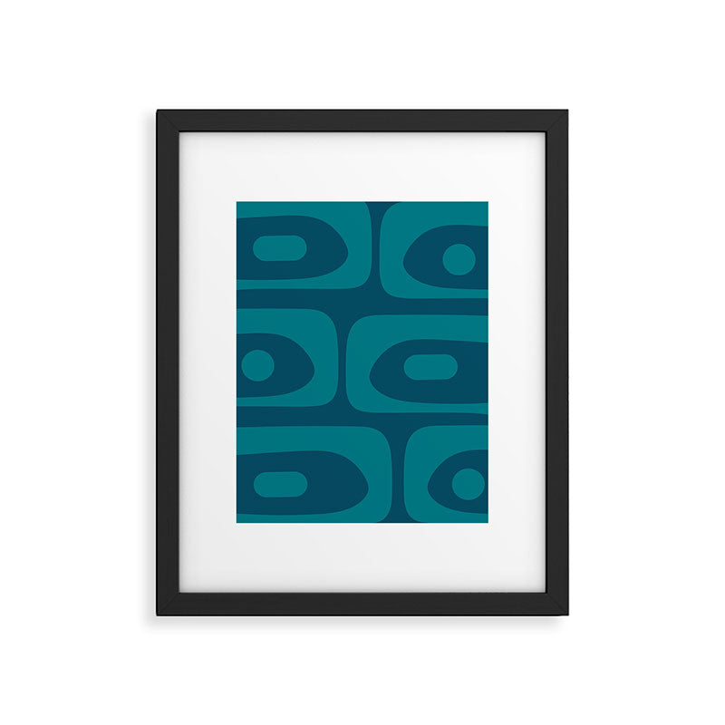 Mid Century Modern Piquet Abstract Pattern Blue Teal Framed Art Print Gallery Image 6