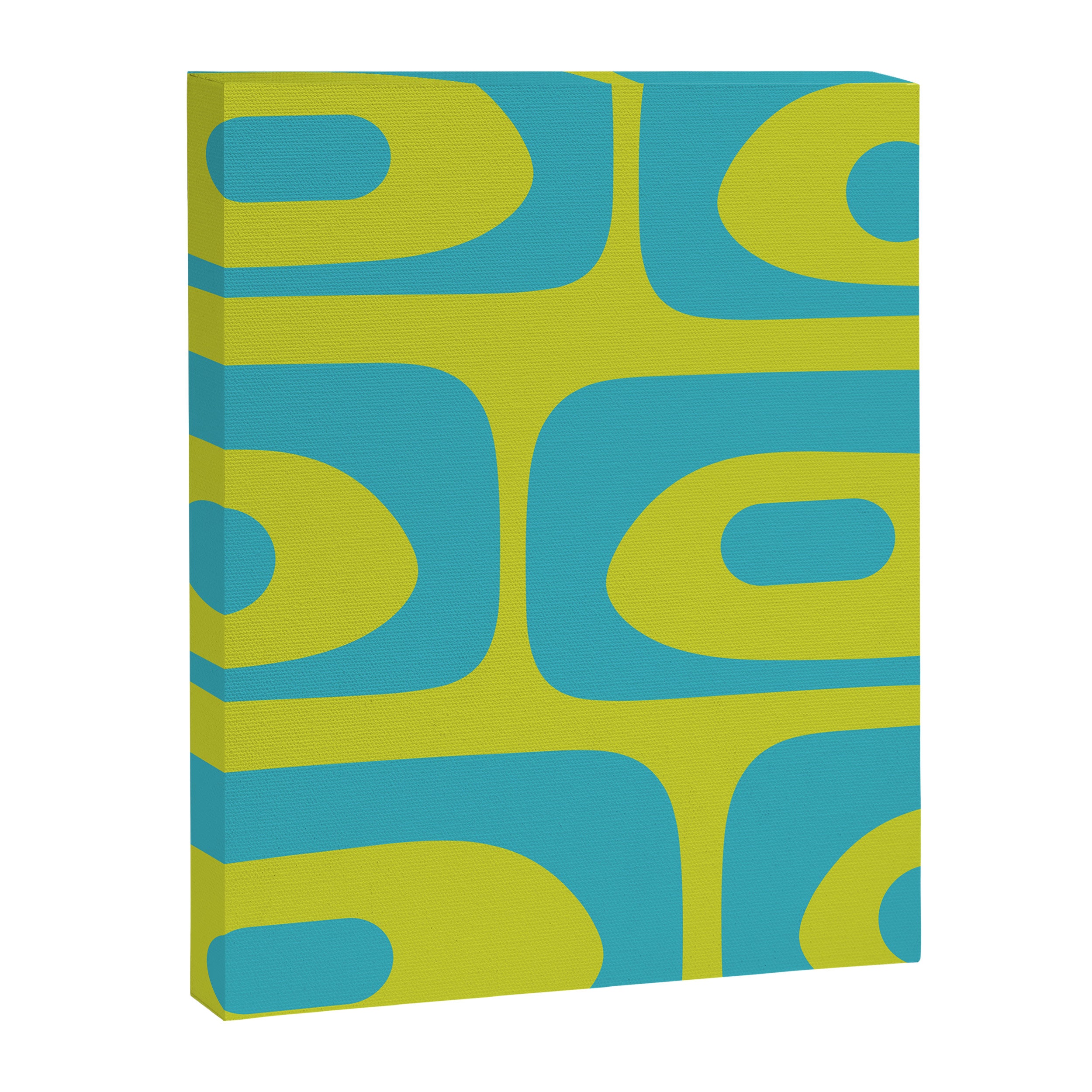 Mid Century Modern Piquet Abstract Pattern Bright Lime Green and Turquoise Canvas Print Gallery Image 8