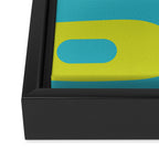 Mid Century Modern Piquet Abstract Pattern Bright Lime Green and Turquoise Framed Canvas Print Gallery Image 3