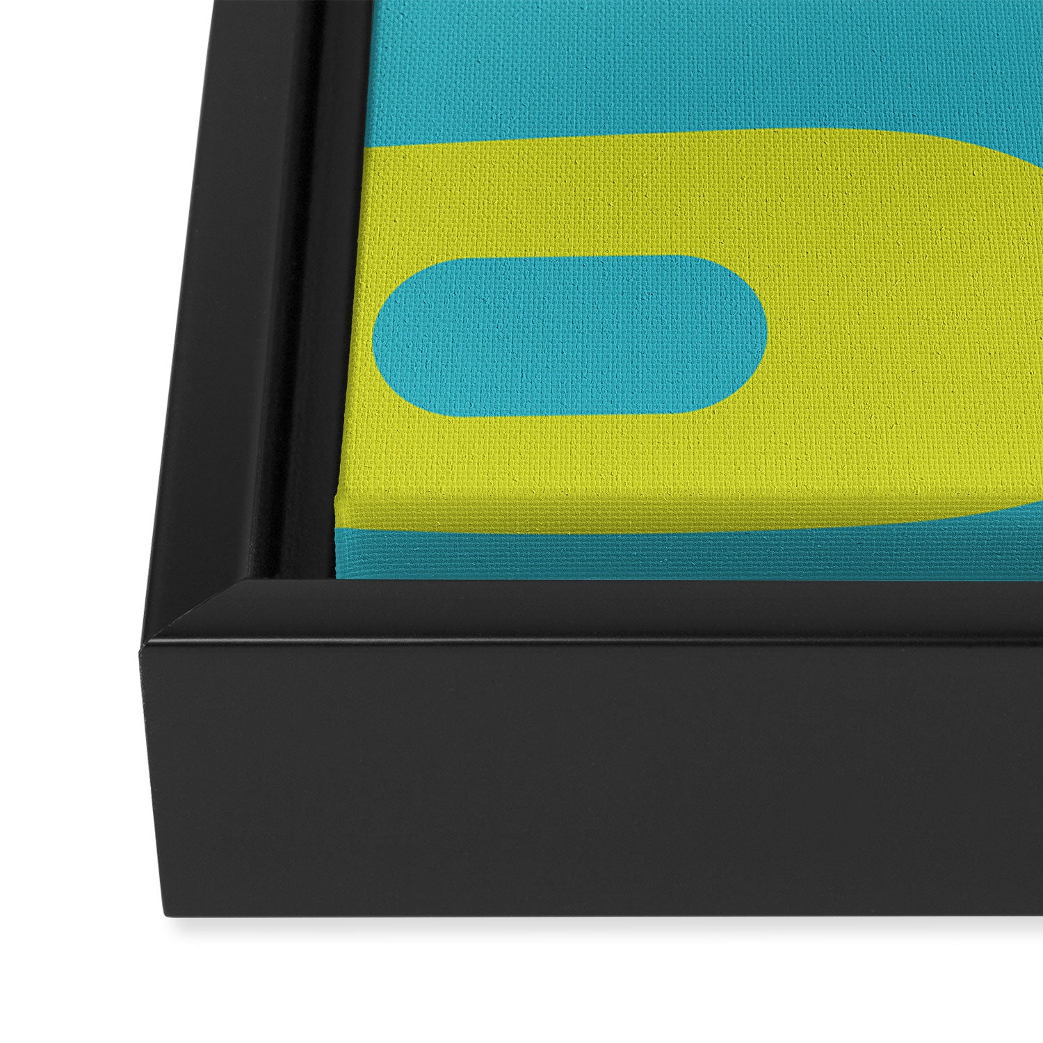 Mid Century Modern Piquet Abstract Pattern Bright Lime Green and Turquoise Framed Canvas Print Gallery Image 3