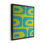 Mid Century Modern Piquet Abstract Pattern Bright Lime Green and Turquoise Framed Canvas Print Gallery Image 2