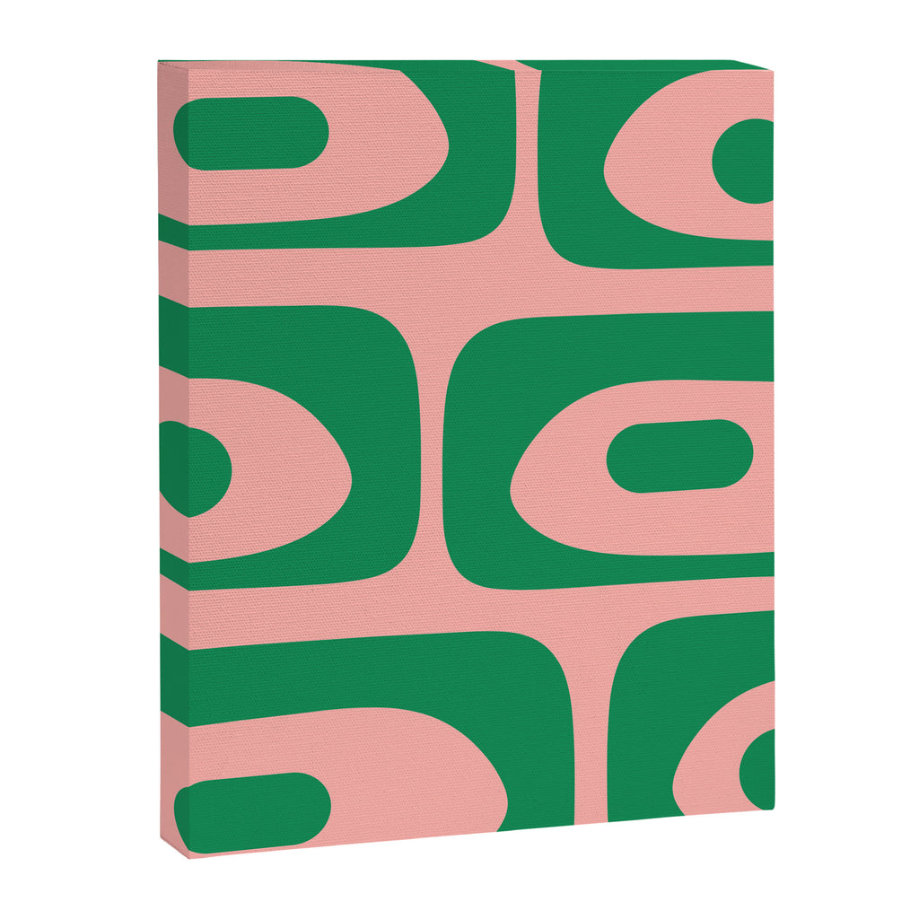 Mid Century Modern Piquet Abstract Pattern in Blush Pink and Green Canvas Print Gallery Image 8