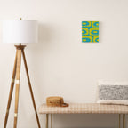 Mid Century Modern Piquet Abstract Pattern in Bright Lime Green and Turquoise Canvas Print Gallery Image 2