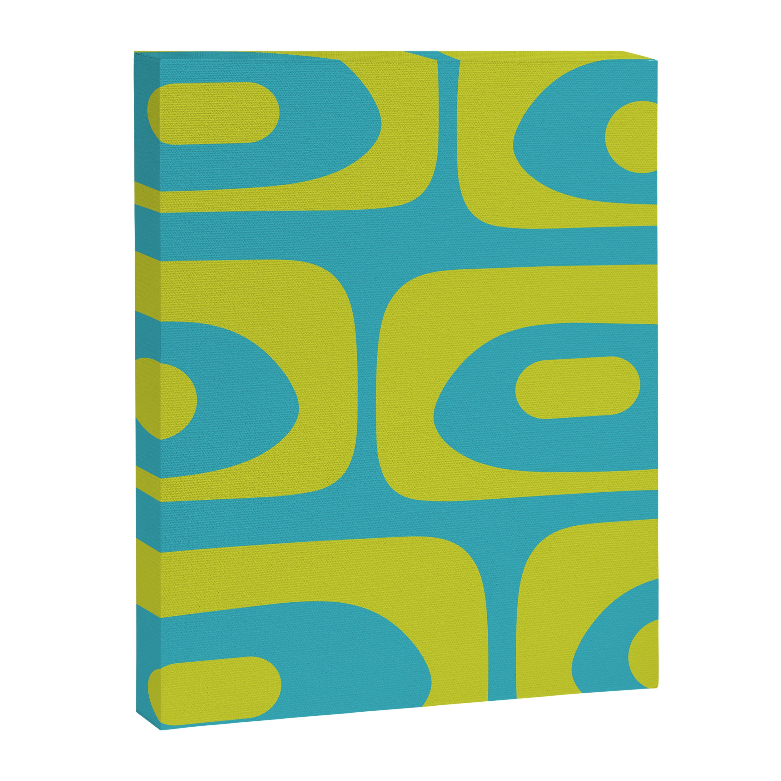 Mid Century Modern Piquet Abstract Pattern in Bright Lime Green and Turquoise Canvas Print Gallery Image 8