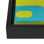 Mid Century Modern Piquet Abstract Pattern in Bright Lime Green and Turquoise Framed Canvas Print Gallery Image 3