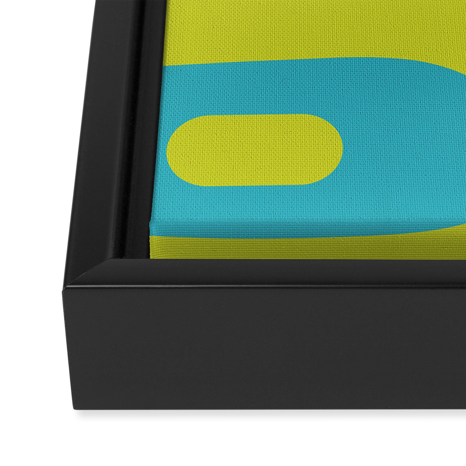 Mid Century Modern Piquet Abstract Pattern in Bright Lime Green and Turquoise Framed Canvas Print Gallery Image 3