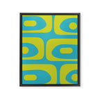 Mid Century Modern Piquet Abstract Pattern in Bright Lime Green and Turquoise Framed Canvas Print Gallery Image 8