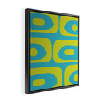 Mid Century Modern Piquet Abstract Pattern in Bright Lime Green and Turquoise Framed Canvas Print Gallery Image 2