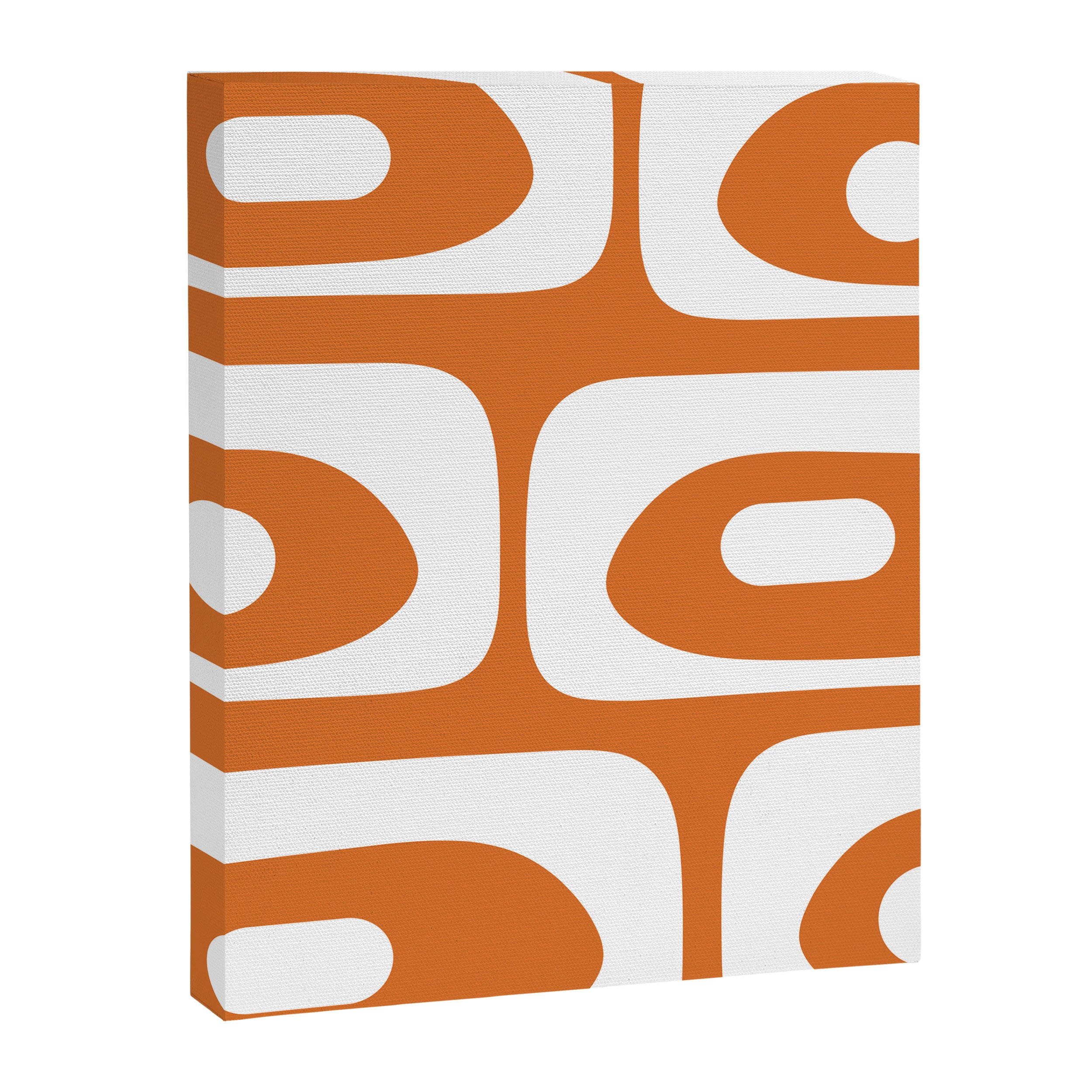 Mid Century Modern Piquet Abstract Pattern in Burnt Orange and White Canvas Print Gallery Image 8