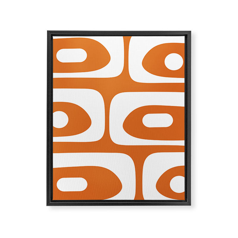 Mid Century Modern Piquet Abstract Pattern in Burnt Orange and White Framed Canvas Print Gallery Image 8