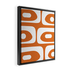 Mid Century Modern Piquet Abstract Pattern in Burnt Orange and White Framed Canvas Print Gallery Image 2