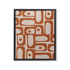 Mid Century Modern Piquet Abstract Pattern in Clay and Putty Tones Framed Canvas Print Gallery Image 8