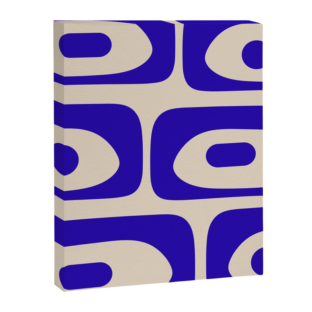 Mid Century Modern Piquet Abstract Pattern in Cobalt Blue and Beige Canvas Print Gallery Image 8