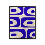 Mid Century Modern Piquet Abstract Pattern in Cobalt Blue and Beige Framed Canvas Print Gallery Image 8