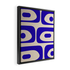 Mid Century Modern Piquet Abstract Pattern in Cobalt Blue and Beige Framed Canvas Print Gallery Image 2