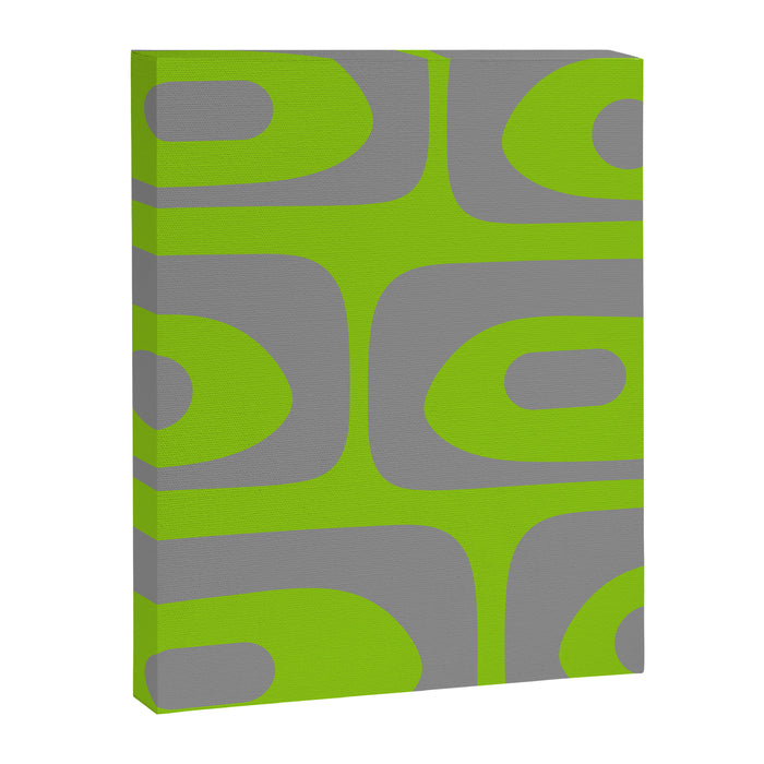 Mid Century Modern Piquet Abstract Pattern in Gray and Lime Green Canvas Print Gallery Image 1