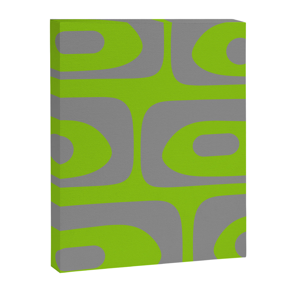 Mid Century Modern Piquet Abstract Pattern in Gray and Lime Green Canvas Print Gallery Image 8