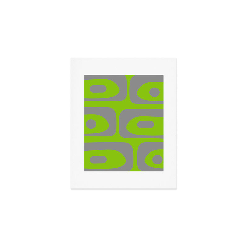 Mid Century Modern Piquet Abstract Pattern in Gray and Lime Green Art Print Gallery Image 1