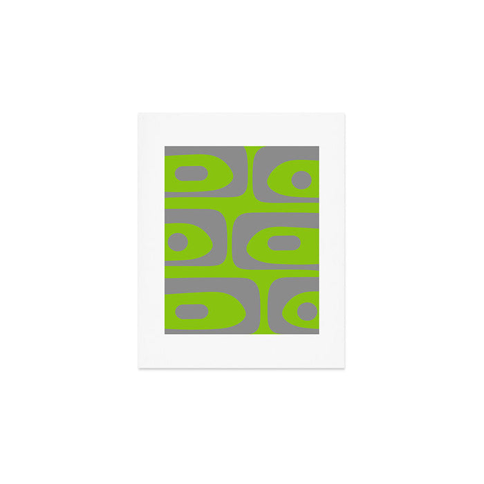 Mid Century Modern Piquet Abstract Pattern in Gray and Lime Green Art Print Gallery Image 1