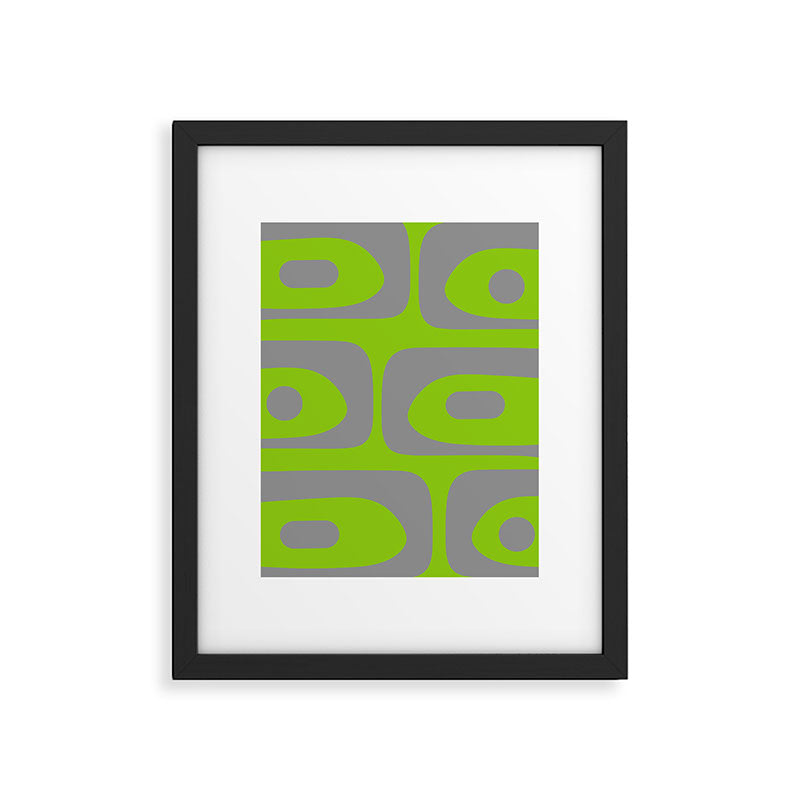 Mid Century Modern Piquet Abstract Pattern in Gray and Lime Green Framed Art Print Gallery Image 6
