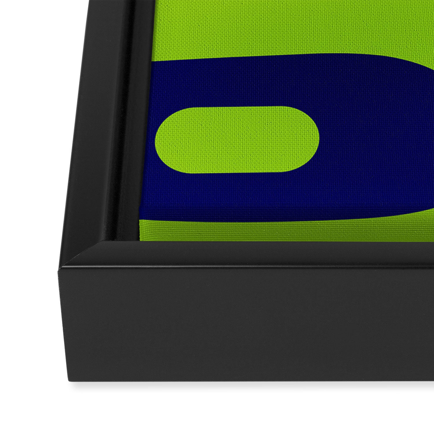 Mid Century Modern Piquet Abstract Pattern in Lime Green and Bright Navy Blue Framed Canvas Print Gallery Image 3