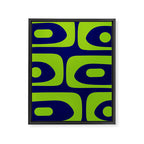 Mid Century Modern Piquet Abstract Pattern in Lime Green and Bright Navy Blue Framed Canvas Print Gallery Image 8