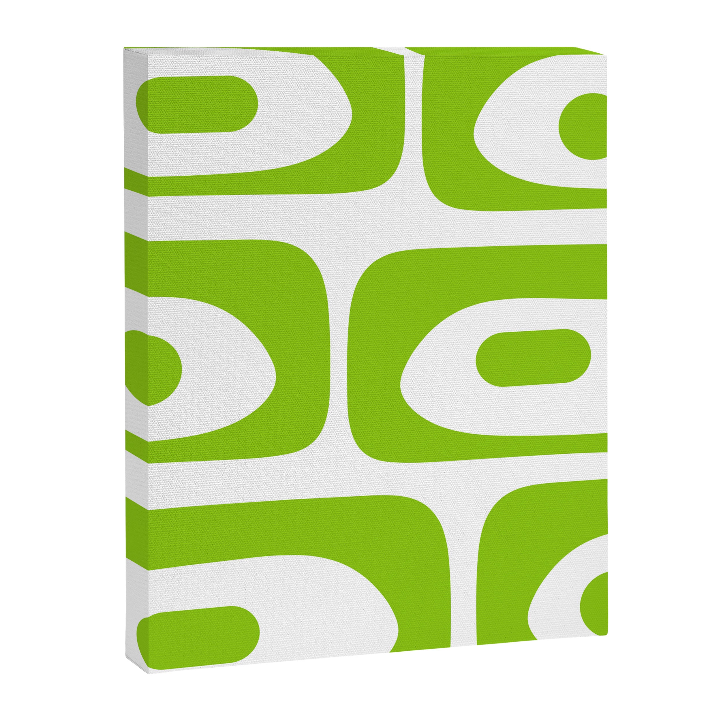 Mid Century Modern Piquet Abstract Pattern in Lime Green and White Canvas Print Gallery Image 8