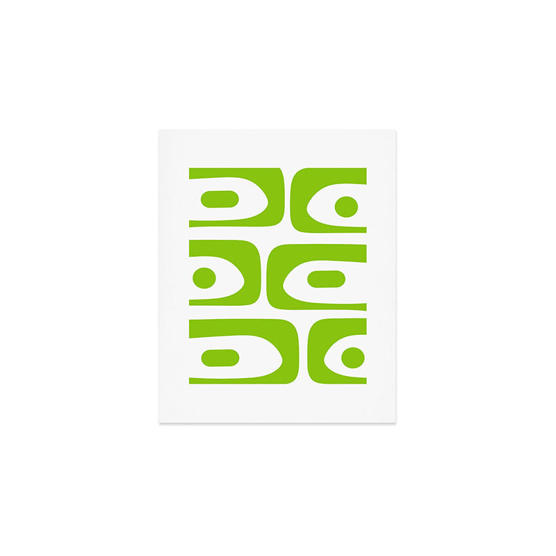 Mid Century Modern Piquet Abstract Pattern in Lime Green and White Art Print Gallery Image 1