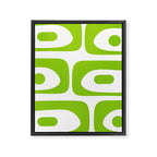 Mid Century Modern Piquet Abstract Pattern in Lime Green and White Framed Canvas Print Gallery Image 8