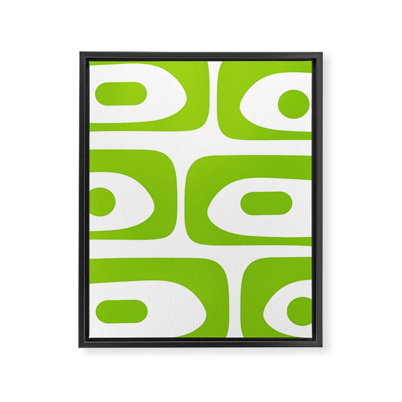 Mid Century Modern Piquet Abstract Pattern in Lime Green and White Framed Canvas Print Gallery Image 8