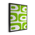 Mid Century Modern Piquet Abstract Pattern in Lime Green and White Framed Canvas Print Gallery Image 2