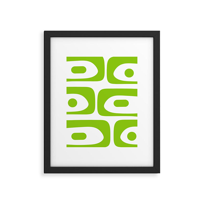 Mid Century Modern Piquet Abstract Pattern in Lime Green and White Framed Art Print Gallery Image 6
