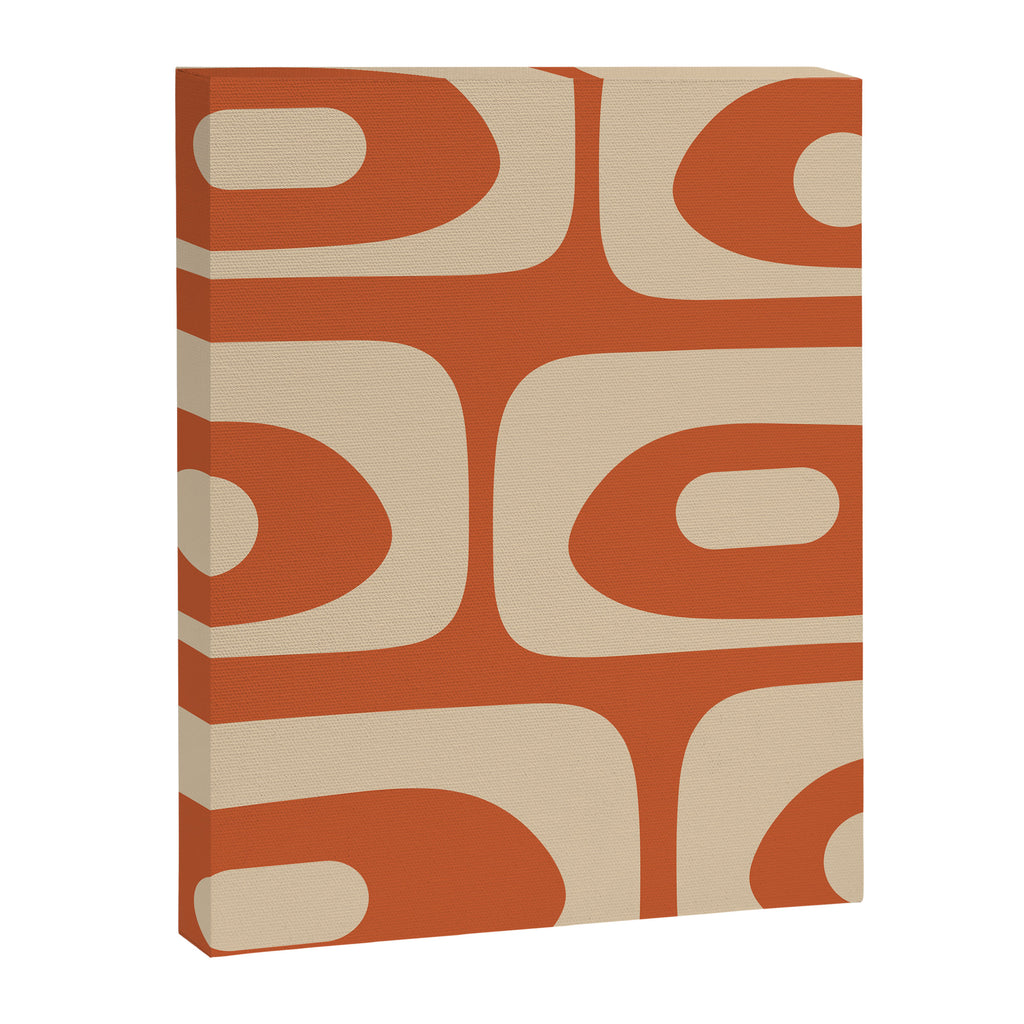 Mid Century Modern Piquet Abstract Pattern in Mid Mod Burnt Orange and Beige Canvas Print Gallery Image 8