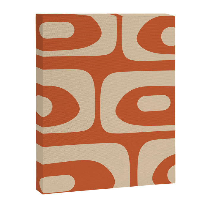 Mid Century Modern Piquet Abstract Pattern in Mid Mod Burnt Orange and Beige Canvas Print Gallery Image 1