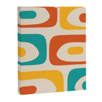 Mid Century Modern Piquet Abstract Pattern in Orange, Mustard Yellow, Turquoise Teal, and Cream Canvas Print Gallery Image 8