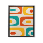 Mid Century Modern Piquet Abstract Pattern in Orange, Mustard Yellow, Turquoise Teal, and Cream Framed Canvas Print Gallery Image 8
