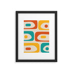 Mid Century Modern Piquet Abstract Pattern in Orange, Mustard Yellow, Turquoise Teal, and Cream Framed Art Print Gallery Image 6
