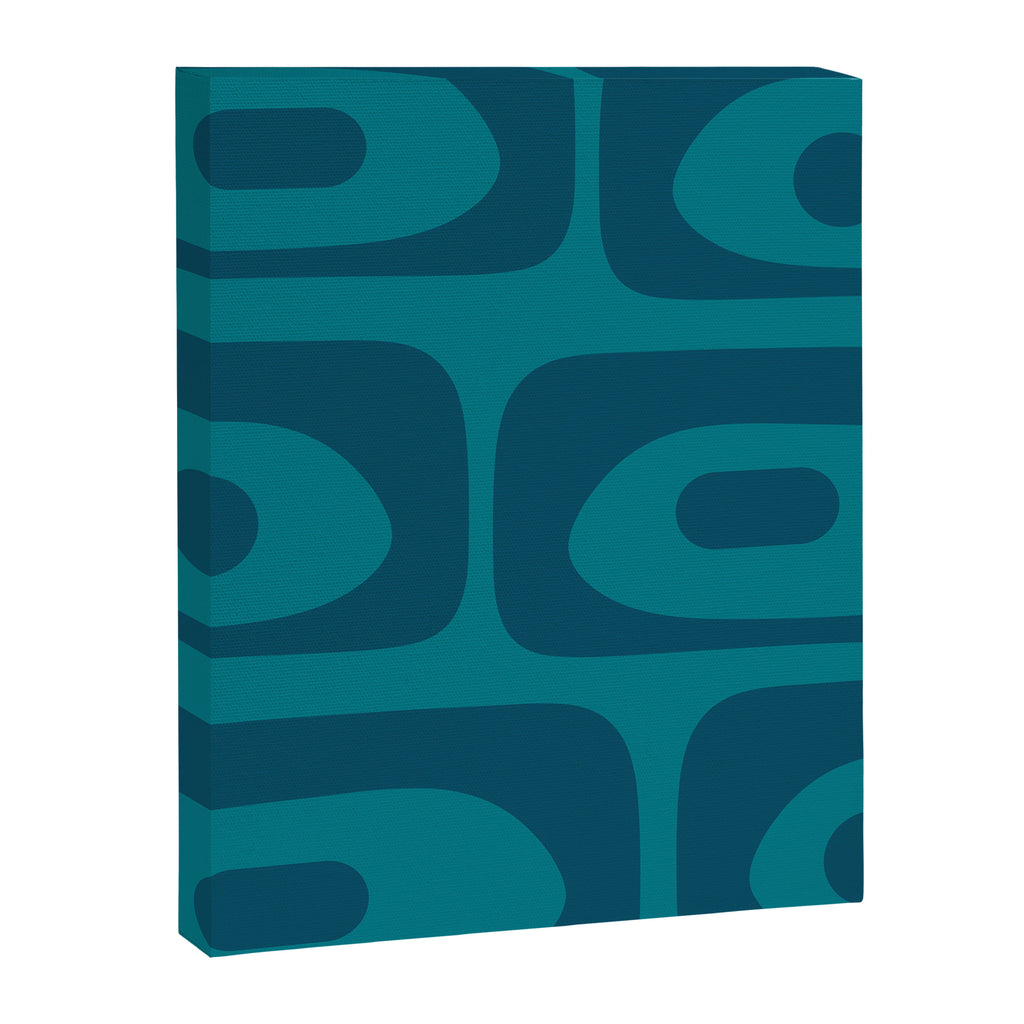 Mid Century Modern Piquet Abstract Pattern in Teal and Blue Canvas Print Gallery Image 8