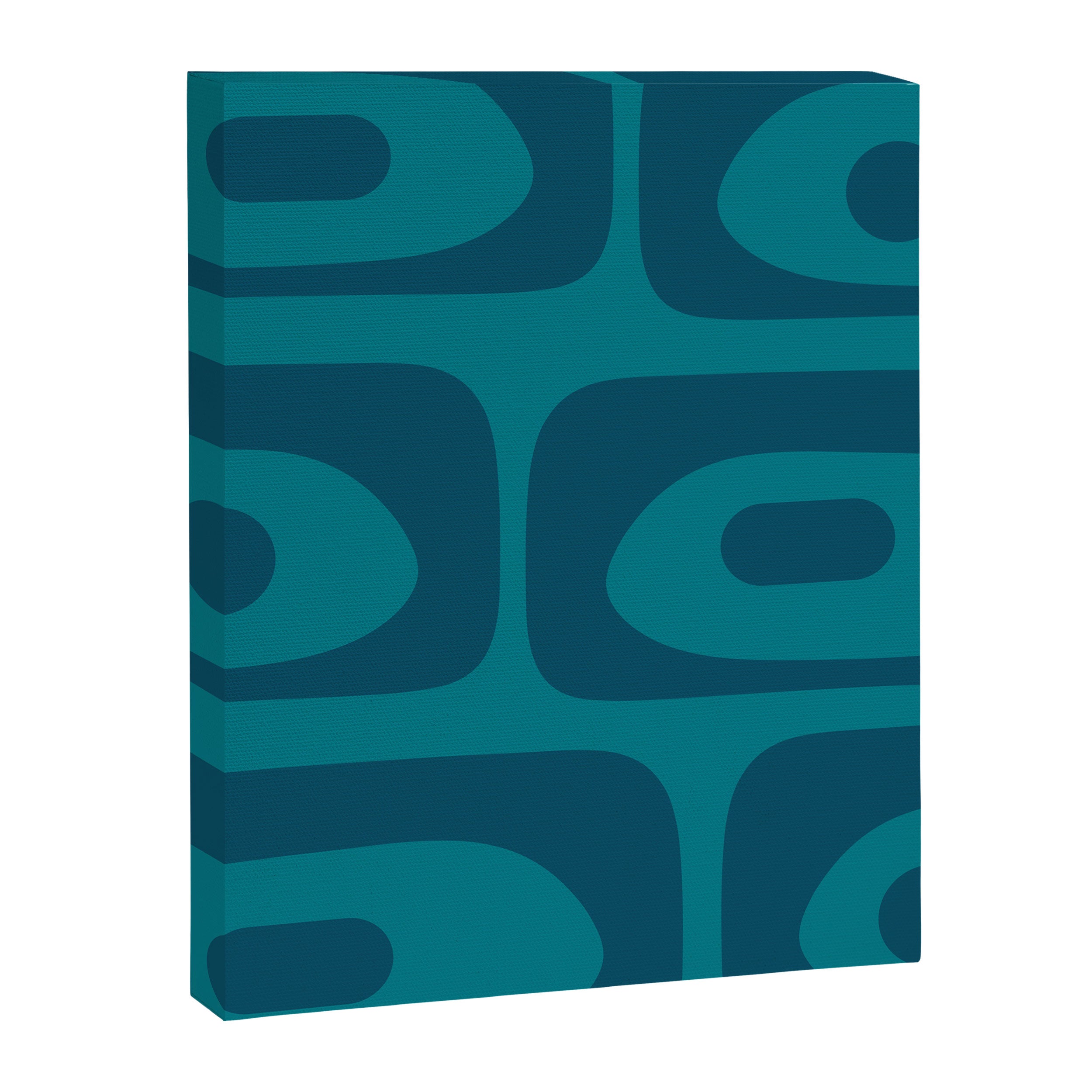 Mid Century Modern Piquet Abstract Pattern in Teal and Blue Canvas Print Gallery Image 8